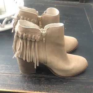 New beige fringe booties-never worn